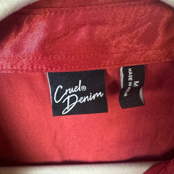 Cruel Denim Red Western Button Down Shirt - Picture 3 of 4